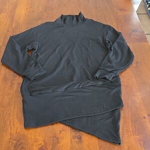 Assymetrical Fleece Mockneck Long Sleeve Black Dress Size Medium